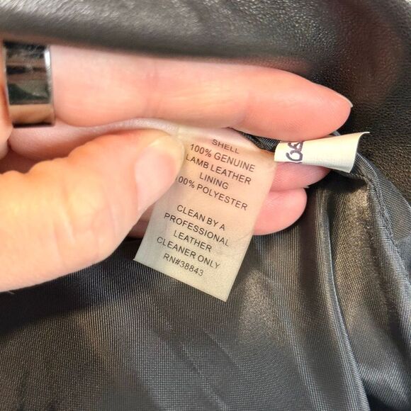 Tahari Lambskin Leather Moto Jacket Size Large - Picture 7 of 12